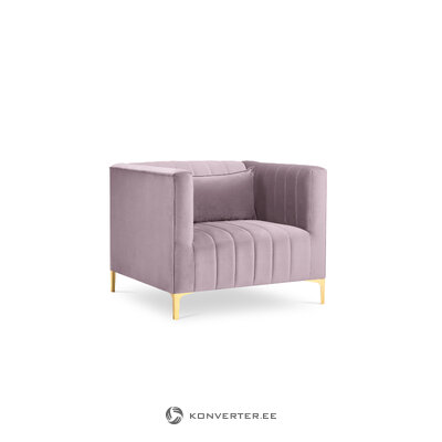 Annite armchair, (micadoni home) lavender, velvet, gold metal