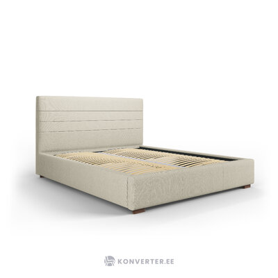 Aranda bed, (micadoni home) beige, structured fabric, wenge beech wood, 140x200