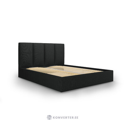 Pyla bed, (micadoni home) black, structured fabric, 140x200