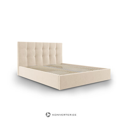 Bed phaedra, (micadoni home) beige, velvet, 140x200