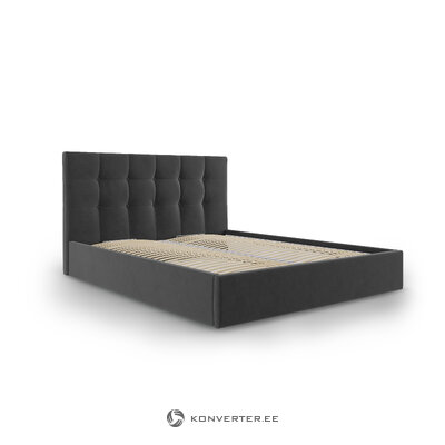 Bed phaedra, (micadoni home) dark gray, velvet, 140x200