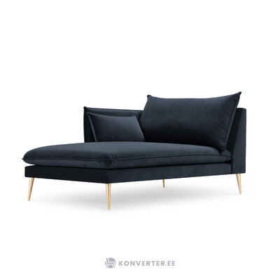 Lounge chair agate, (micadoni home) dark blue, velvet, gold metal, left
