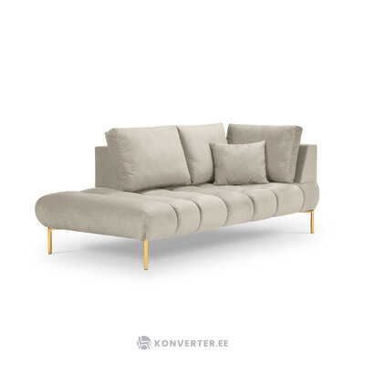 Кресло для отдыха malvin (micadoni home) бежевый, бархат, золотой металл, левый