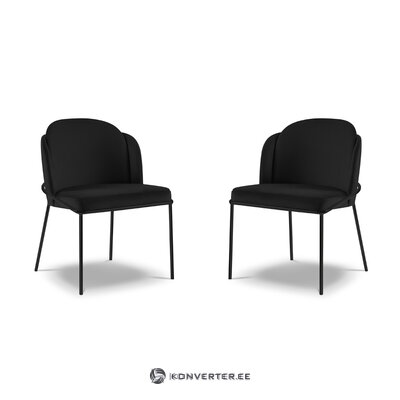 Set of 2 chairs limmen (micadoni home) velvet, black metal frame, black
