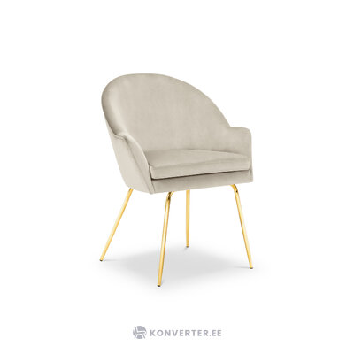 Chair ezra, (micadoni home) beige, velvet, gold metal