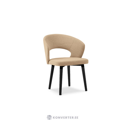 Chair goa, (micadoni home) beige, structured fabric, black beech wood