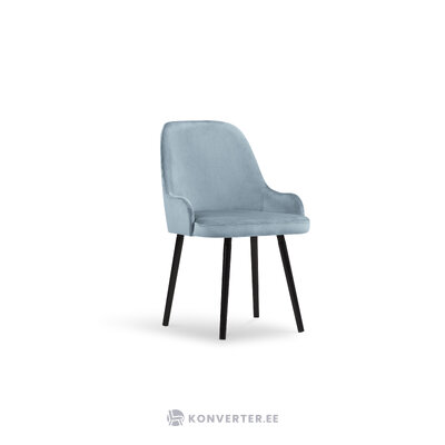 Kėdė su titnagu, (micadoni home) šviesiai mėlyna, aksominė, juodo buko mediena