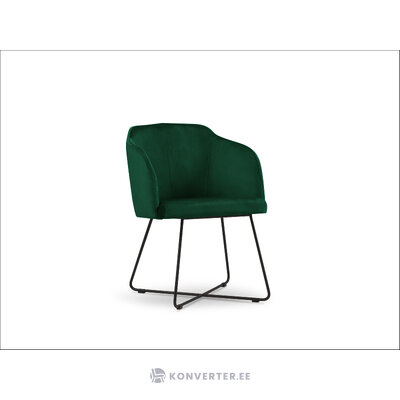 Chair neo, (micadoni home) bottle green, velvet, black metal frame