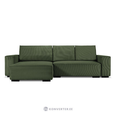 Stūra dīvāns Eveline, 4-vietīgs (micadoni home) pudele zaļš, samts, melns dižskābardis, pa kreisi