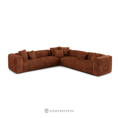 Stūra dīvāns &#39;martina&#39; ķieģeļu krāsā, samta audums