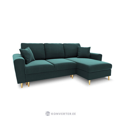 Moghan kampinė sofa, 4-vietė (micadoni home) benzinas, aksomas, auksinis metalas, apverčiama