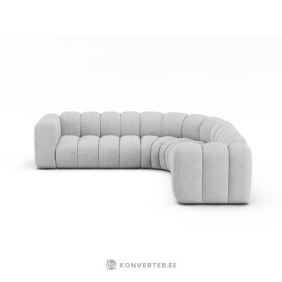 Symmetrical corner sofa &#39;lupine&#39; light grey, boucle
