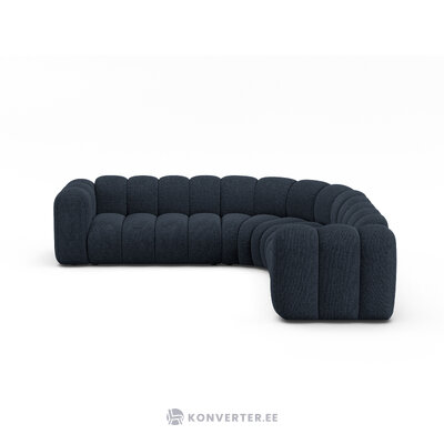 Symmetrical corner sofa &#39;lupine&#39; dark blue, chenille