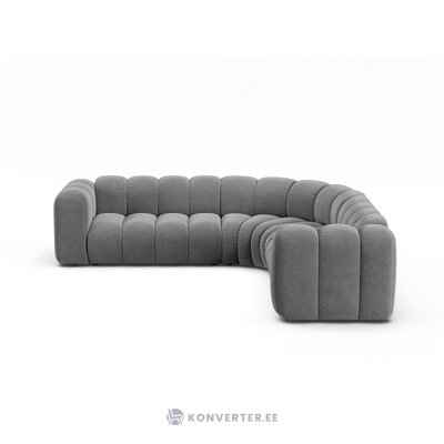 Symmetrical corner sofa 'lupine' grey, velvet