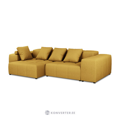 Угловой диван марго, 4-местный (микадони хоум) желтый, структурная ткань, двусторонний