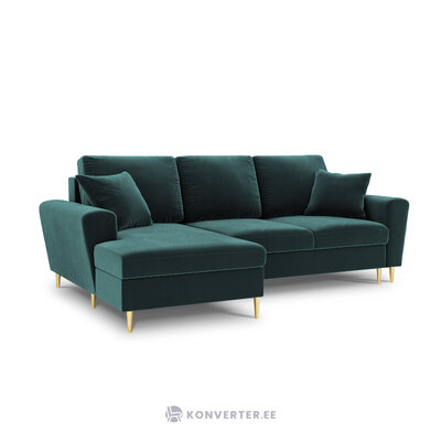 Moghan kampinė sofa, 4 vietų (micadon home) benzininis, aksominis, auksinis metalas, kairėje