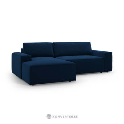 Corner sofa bed (jodie) royal blue, velvet, left