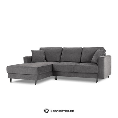 Dunas corner sofa, 4-seater (micadoni home), gray, structured fabric, black chrome metal, left