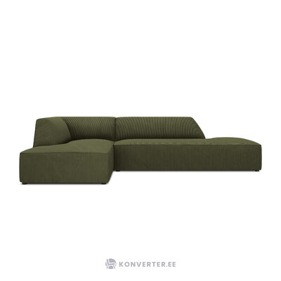 Kampinė sofa rubino (1), 4-vietė (micadon home) žalia, aksominė, kairė