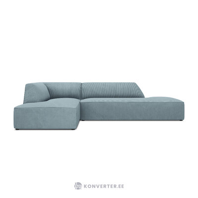 Kampinė sofa rubino (1), 4-vietė (micadon home) šviesiai mėlyna, aksominė, kairė