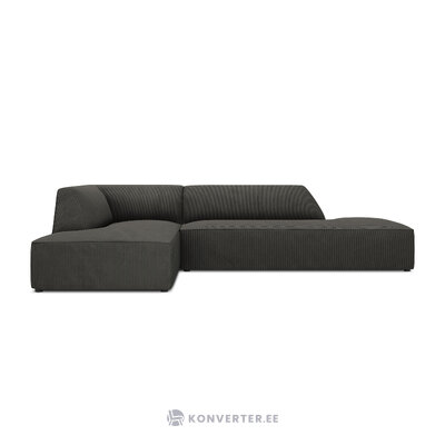 Corner sofa ruby (1), 4-seater (micadon home) dark gray, velvet, left