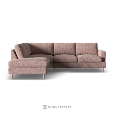 Угловой диван «Алия», розовый меланж, структурированная ткань, левый