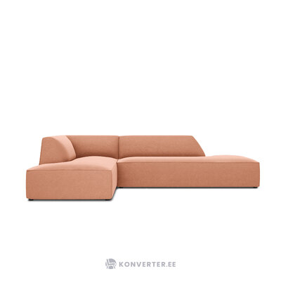 Kampinė sofa rubino (1), 4-vietė (micadon home) rožinė, aksominė, kairė