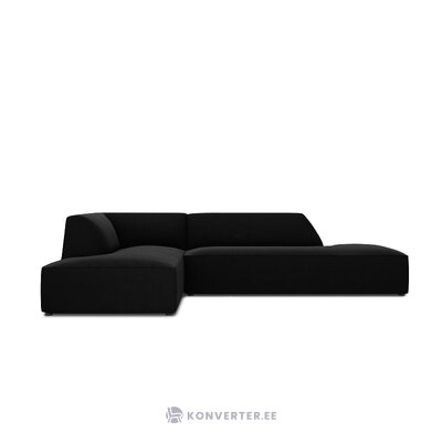 Kampinė sofa rubino (1), 4-vietė (micadon home) juoda, aksominė, kairė