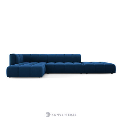 Modular corner sofa &#39;serena&#39; deep blue, velvet, left