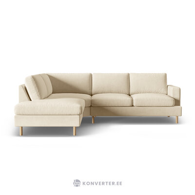 Угловой диван «Алия» тёмно-бежевый, бархат, левый