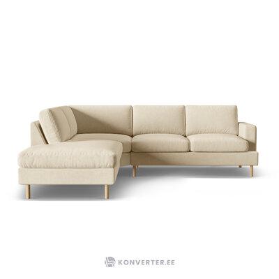 Угловой диван «Алия» тёмно-бежевый, бархат, левый