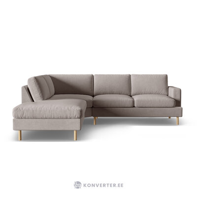 Угловой диван «Алия» бетон, бархат, левый