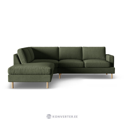 Угловой диван «Алия», мохово-зелёный меланж, бархат, левый