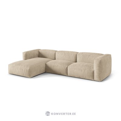 Corner sofa (martina) light beige, velvet, left