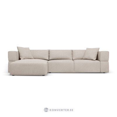 Kampinė sofa &#39;tyra&#39; smėlio spalvos, struktūrinio audinio, kairė