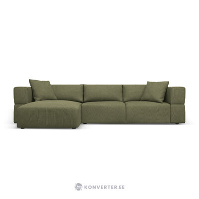 Kampinė sofa &#39;tyra&#39; šviesiai žalia, struktūrinio audinio, kairė