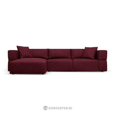 Kampinė sofa &#39;tyra&#39; bordo, struktūrinio audinio, kairė