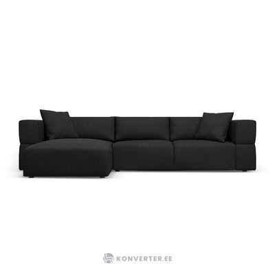 Kampinė sofa &#39;tyra&#39; juoda, struktūrinio audinio, kairė