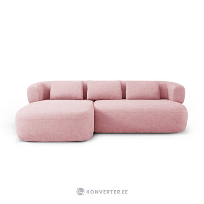 Угловой диван «Дженни» розовый, шенилл, левый
