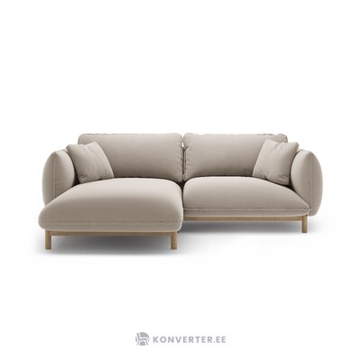 Corner sofa &#39;ada&#39; light beige, velvet, left