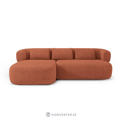 Угловой диван «Дженни» кирпичный, букле, левый
