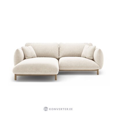 Угловой диван «Ада» цвета слоновой кости, структурированная ткань, левый