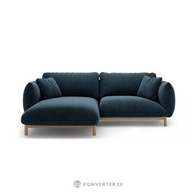 Угловой диван «Ада» темно-синий, структурированная ткань, левый