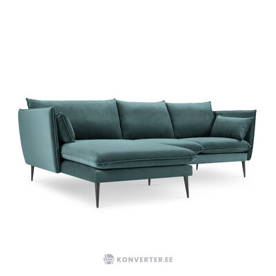 Kampinė sofa agatas, 4 vietų (micadon home) benzinas, aksomas, juodas metalas, kairėje