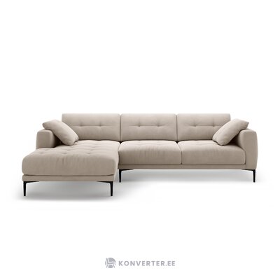 Corner sofa 'bemy' beige, velvet, left