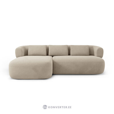 Угловой диван «Дженни» бежевый, бархат, левый