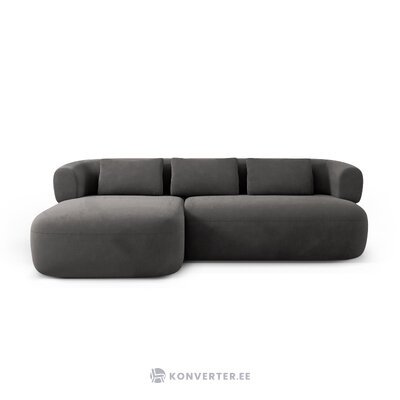 Угловой диван «Дженни» темно-серый, бархат, левый