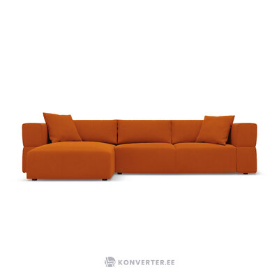 Kampinė sofa &#39;tyra&#39; terakotinė, aksominė, kairė