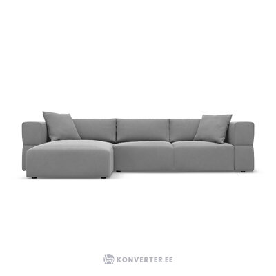 Kampinė sofa &#39;tyra&#39; pilka, aksominė, kairė