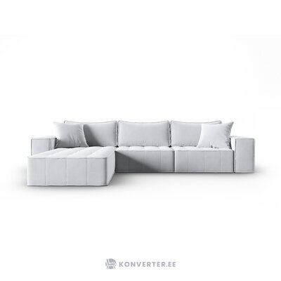 Modular corner sofa &#39;mike&#39;, light grey, velvet, left